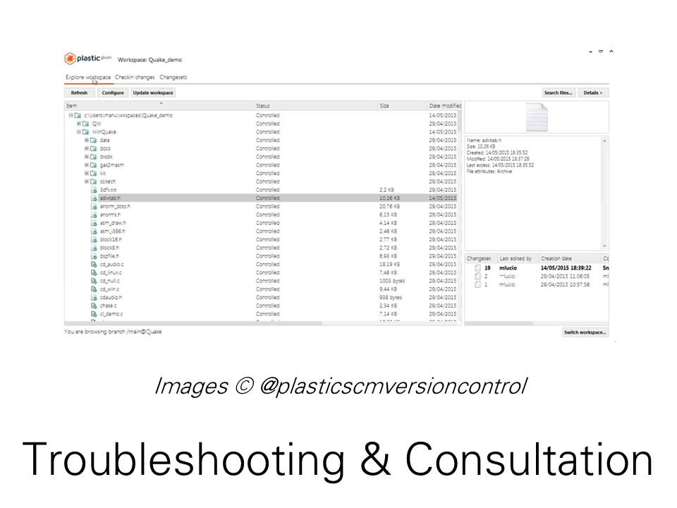 Image of original Gluon SCM Interface, representing a similar screen to the ones addressed during SCM Usage and Hygeine consultation. Image © @plasticscmversioncontrol.